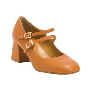 OROSCURO Brown Made In Italy Leather Heeled Ballerina Shoes